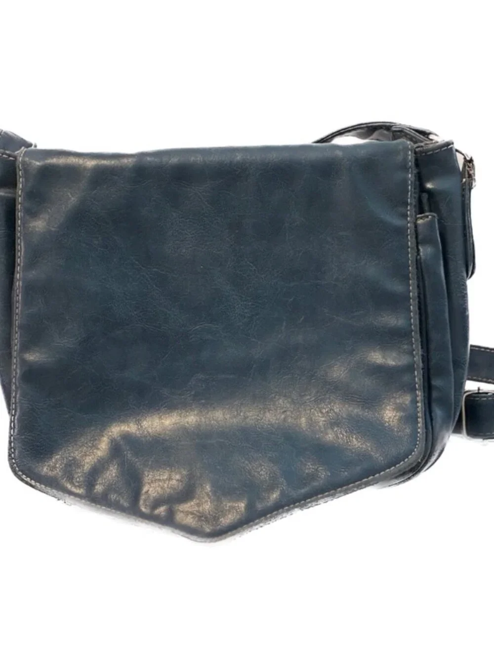 Noi Noi Slate Blue Vegan Leather Crossbody Messenger Bag